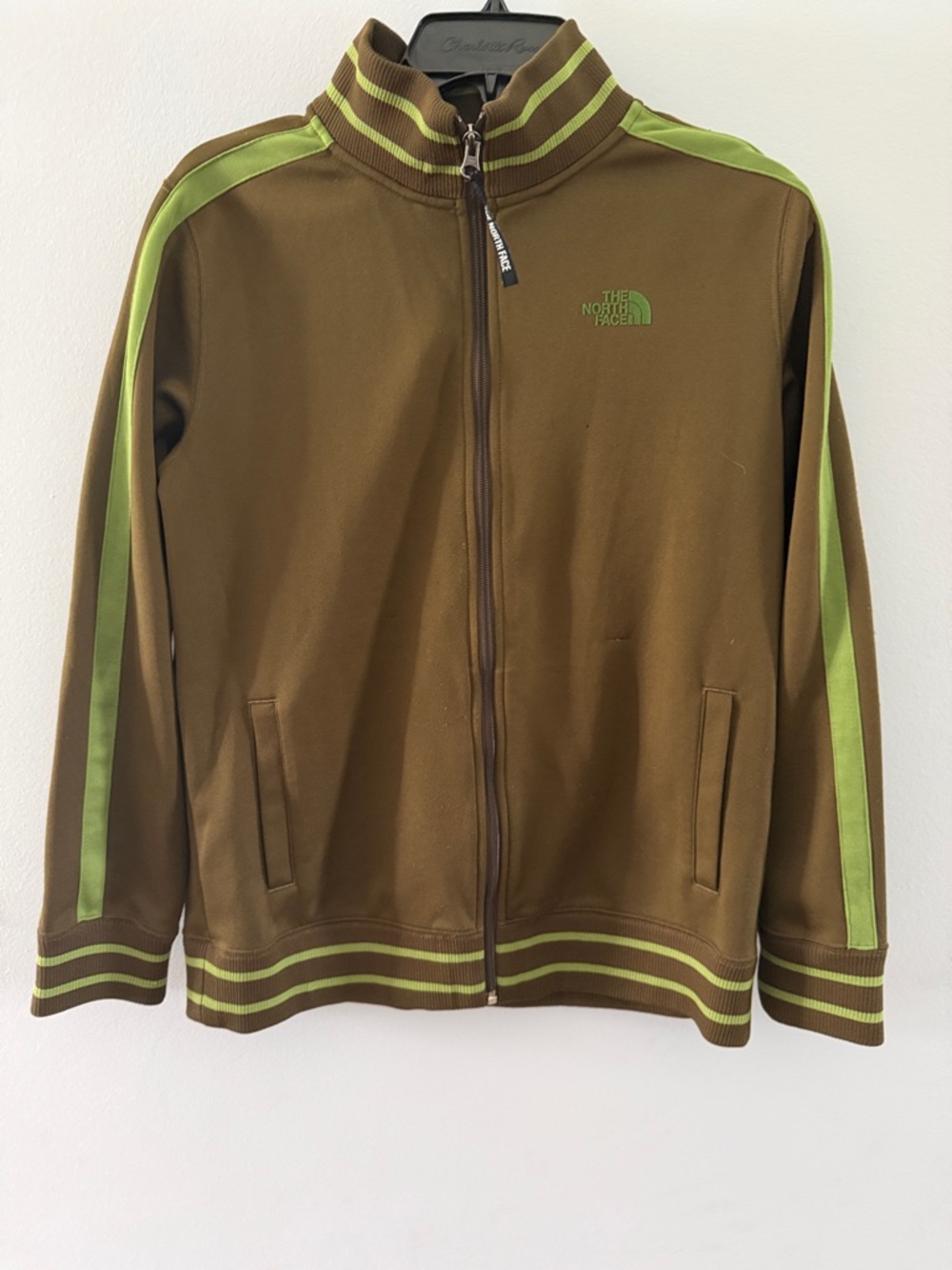The North Face Brown with Lime Green Stripe Track Jacket